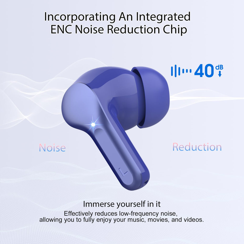 I53 Bluetooth 5.4 Wireless Earbuds with HiFi Stereo, ENC Mic & LED Display for Workout