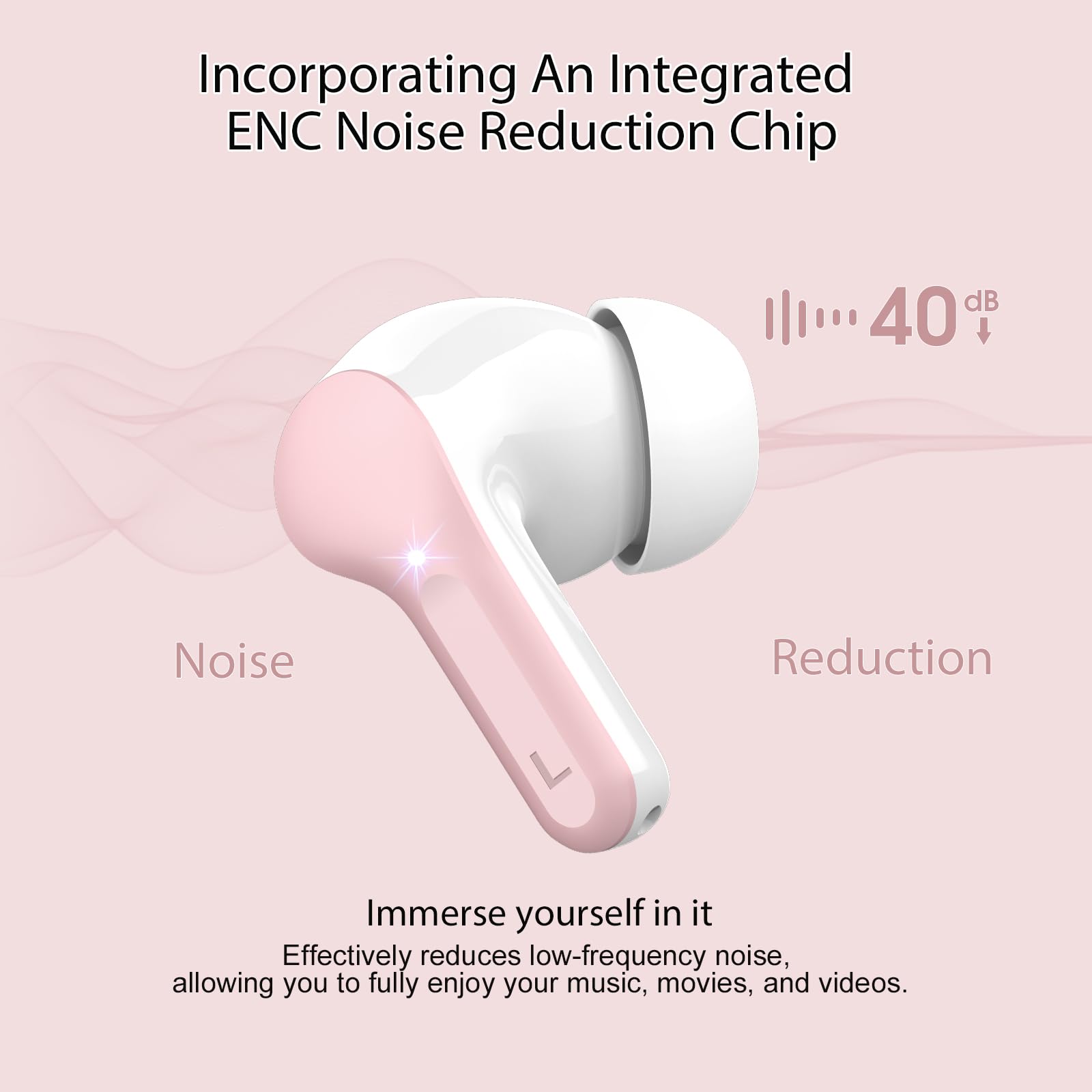 I53 Bluetooth 5.4 Wireless Earbuds with HiFi Stereo, ENC Mic & LED Display for Workout