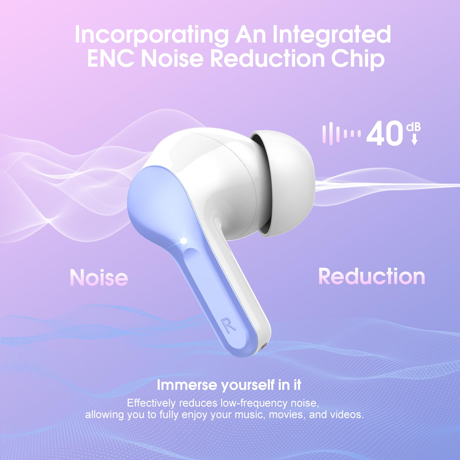 I53 Bluetooth 5.4 Wireless Earbuds with HiFi Stereo, ENC Mic & LED Display for Workout