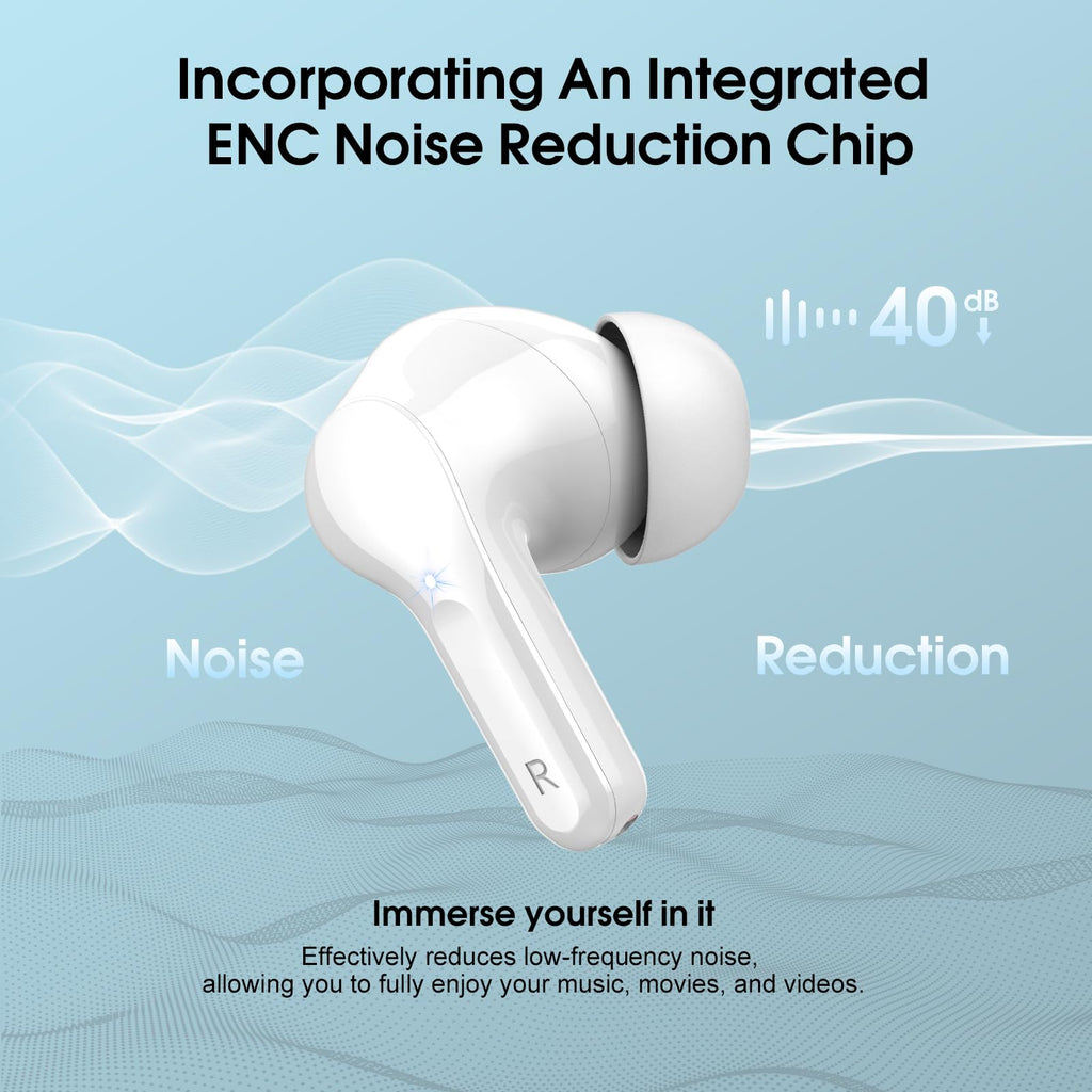 I53 Bluetooth 5.4 Wireless Earbuds with HiFi Stereo, ENC Mic & LED Display for Workout