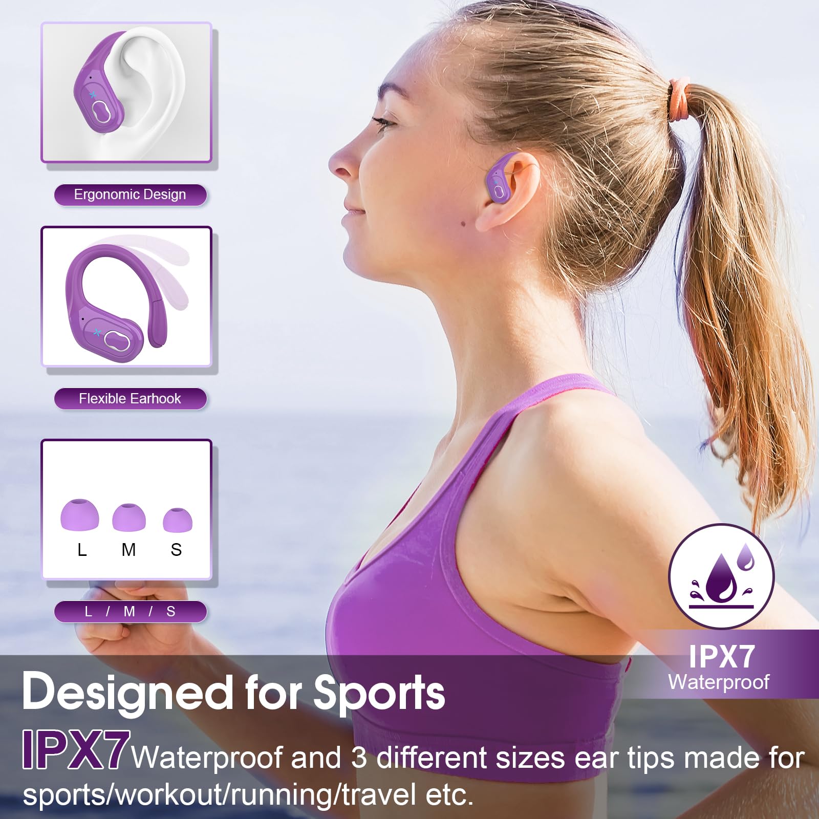 HD65 Bluetooth 5.4 Wireless Earbuds for Sports
