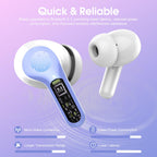 I53 Bluetooth 5.4 Wireless Earbuds with HiFi Stereo, ENC Mic & LED Display for Workout