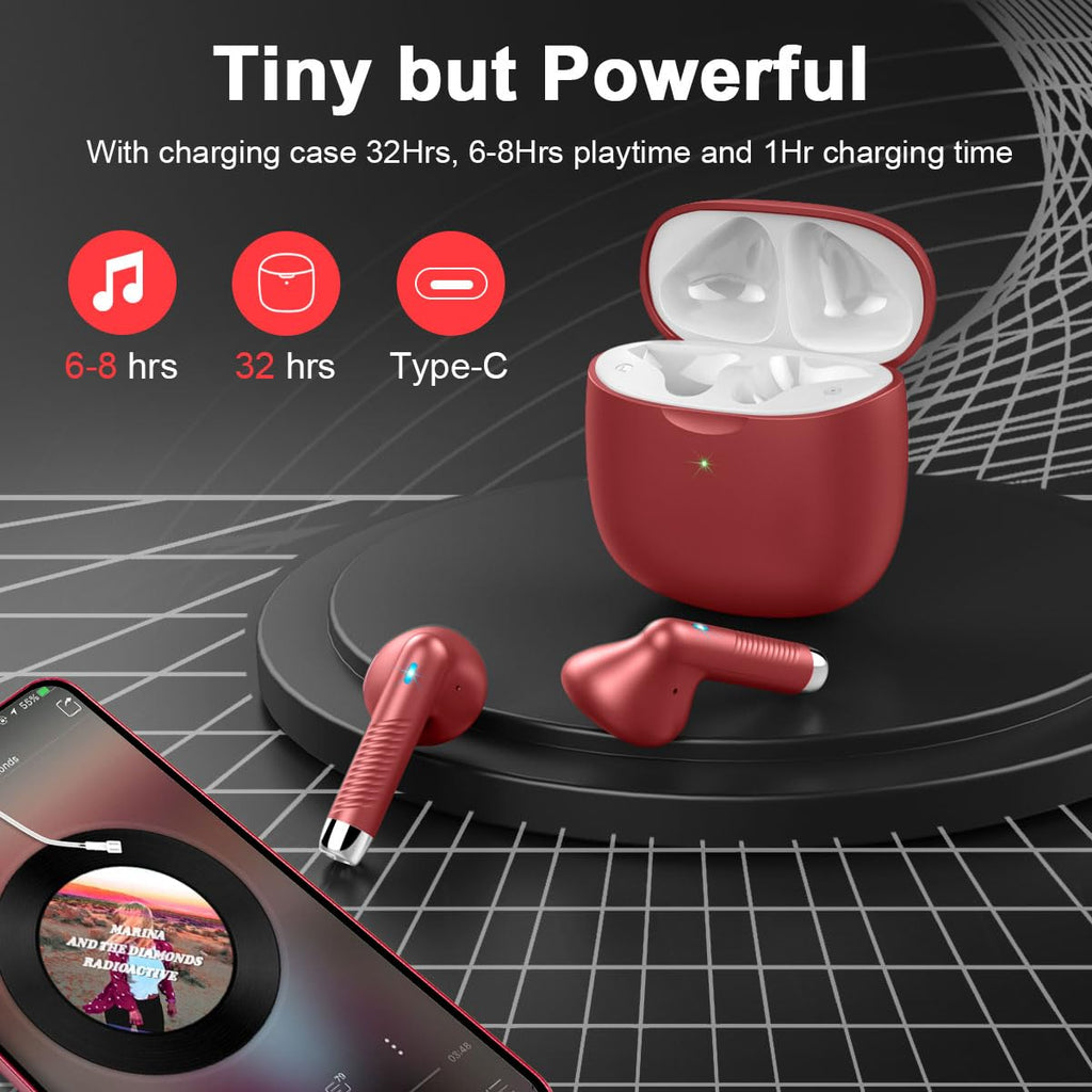 J51 Bluetooth 5.4 Wireless Earbuds with Deep Bass, ENC Calls & 32H Playtime