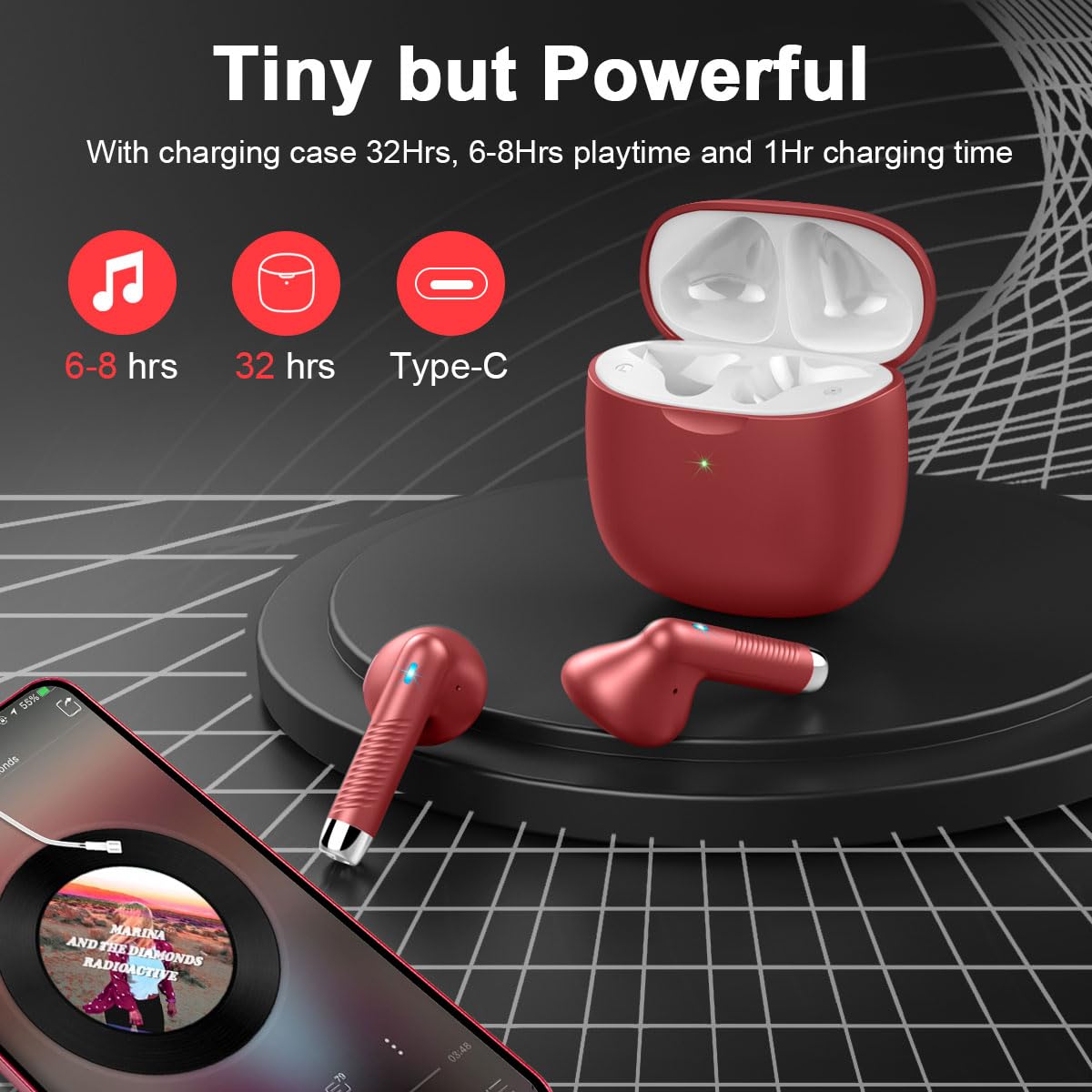 J51 Bluetooth 5.4 Wireless Earbuds with Deep Bass, ENC Calls & 32H Playtime