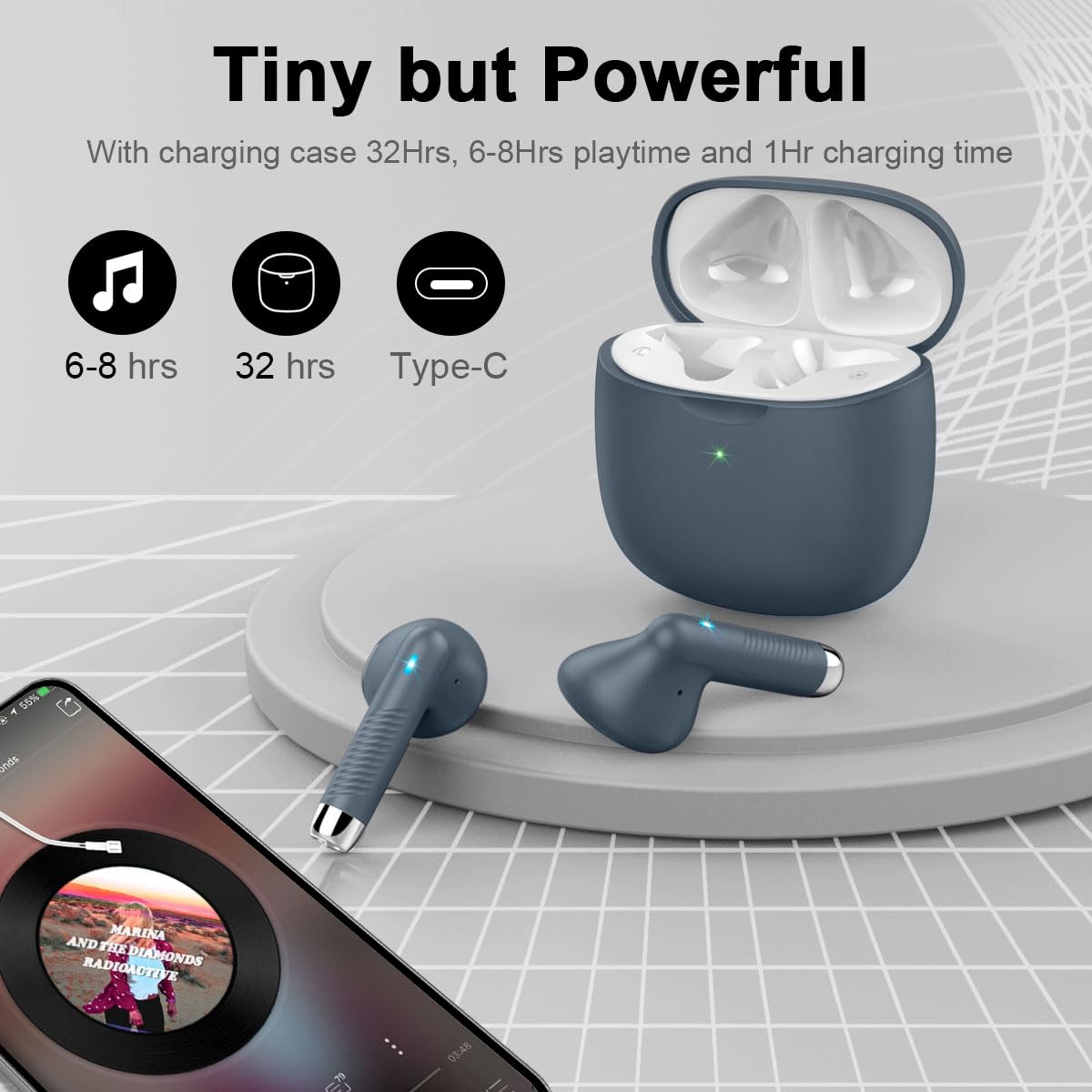 J51 Bluetooth 5.4 Wireless Earbuds with Deep Bass, ENC Calls & 32H Playtime