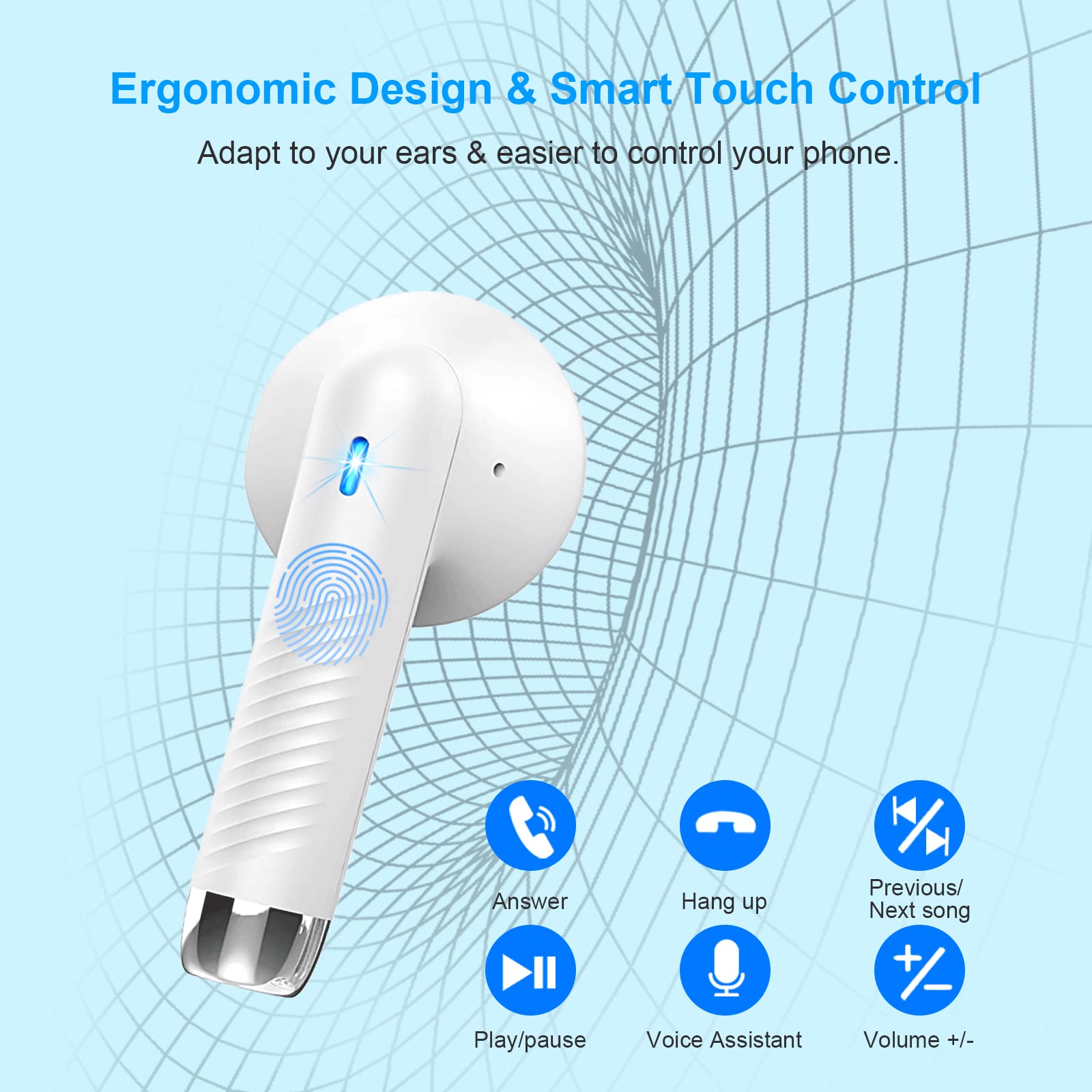 J51 Bluetooth 5.4 Wireless Earbuds with Deep Bass, ENC Calls & 32H Playtime