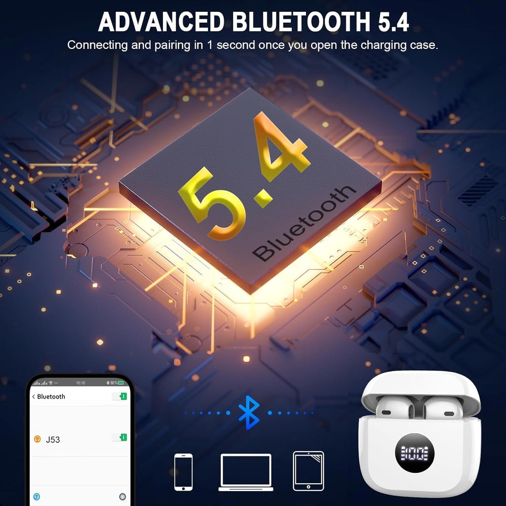 J53 Bluetooth 5.4 Wireless Earbuds with LED Display